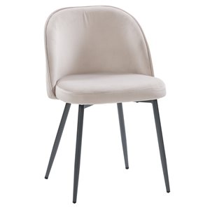 Chaise d'appoint CorLiving en velours avec pattes évasées en métal (vendues individuellement) - Grège