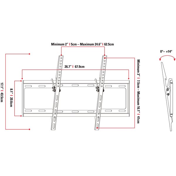 CorLiving Tilting, Low-Profile Wall Mount for 37-in - 70-in TVs