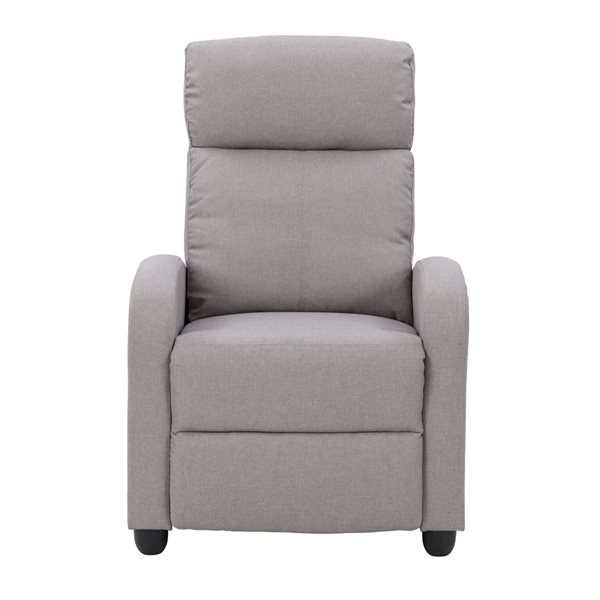 CorLiving Ophelia Upholstered Manual Push Back Recliner in Light Grey Fabric