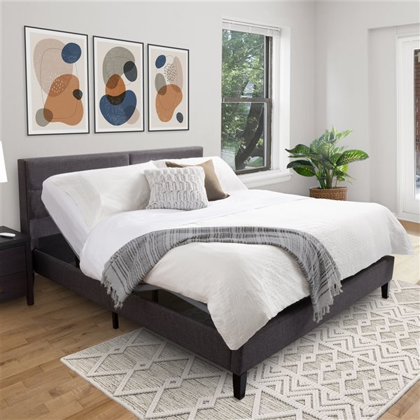 CorLiving Dark Grey Queen Frame Bed
