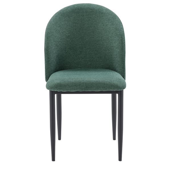 CorLiving Nyla Chenille Like Fabric Side Chair w Black Legs (Ensemble de 2) - Vert foncé