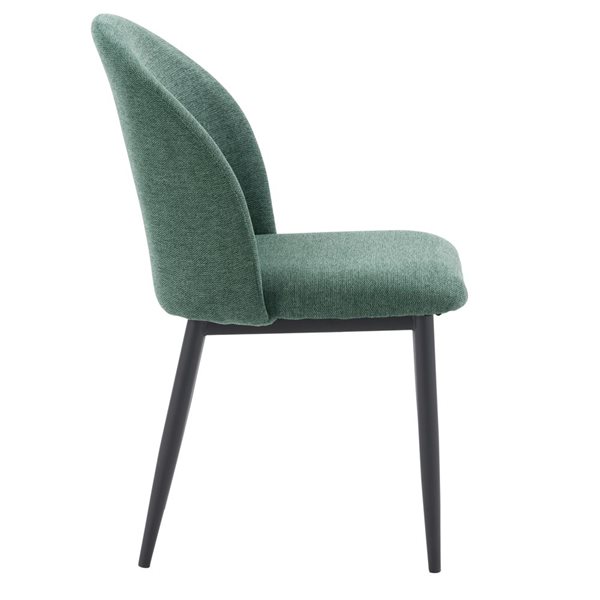 CorLiving Nyla Chenille Like Fabric Side Chair w Black Legs (Ensemble de 2) - Vert foncé