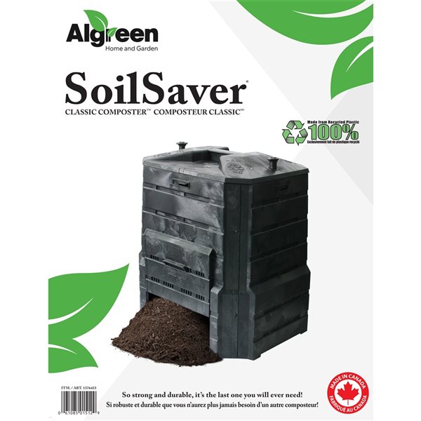 Bac de compostage stationnaire Soil Saver par Algreen de 12 pi3 en plastique