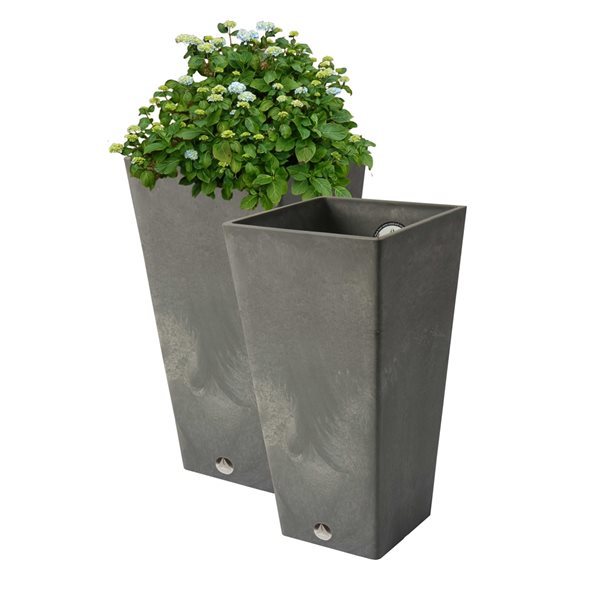 Algreen Valencia 10-in W x 20-in H Concrete Grey Mixed/Composite Self Watering Planters - 2-Pack