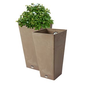 Ens. de jardinières auto-irrigantes Valencia par Algreen de 10 po l. x 20 po h. en composite taupe marbré, pqt de 2