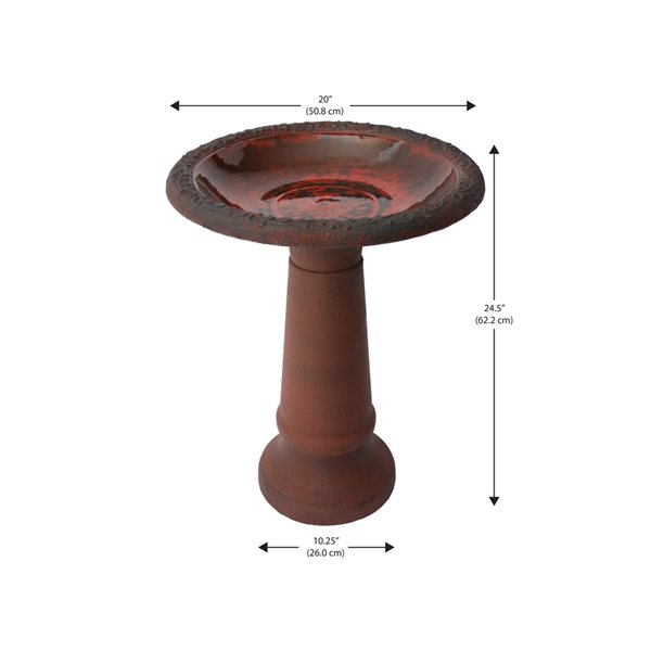 Algreen Acerra 25-in H Red Resin Complete Birdbath