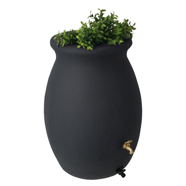 Algreen Castilla 6.6-cu ft Black Plastic Rain Barrel with Spigot