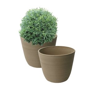 Algreen Valencia 14-in W x 11-in H Taupe Mixed/Composite Planters - 2-Pack