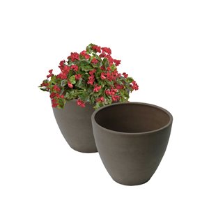 Algreen Valencia 10-in W x 8.3-in H Chocolate Brown Mixed/Composite Planters - 2-Pack