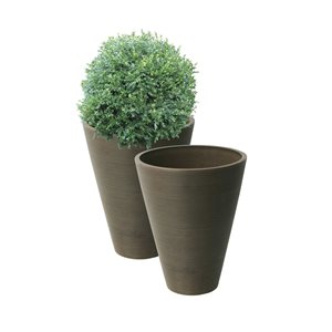 Algreen Valencia 11.4-in W x 14-in H Chocolate Brown Mixed/Composite Self Watering Planters - 2-Pack