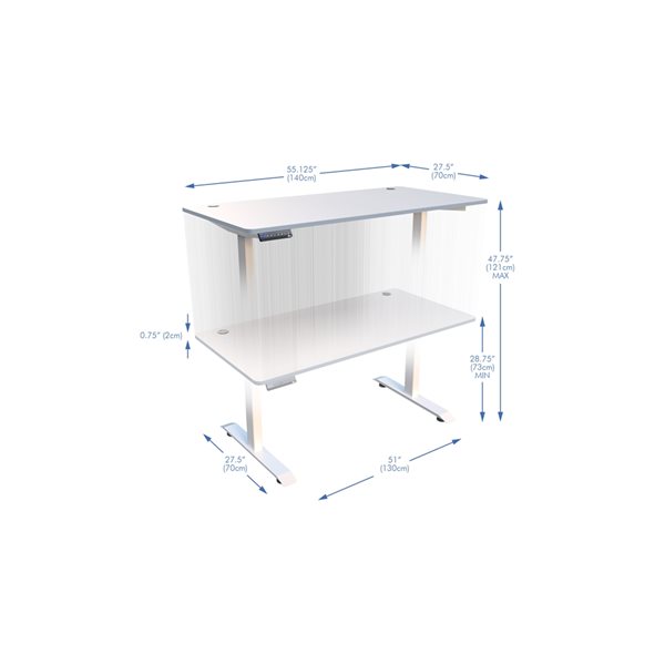 Algreen Elevate 27.5-in White Transitional Standing Desk Frame