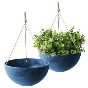 Algreen Acerra 14-in W x 7-in H Blue Marble Mixed/Composite Hanging Baskets - 2-Pack