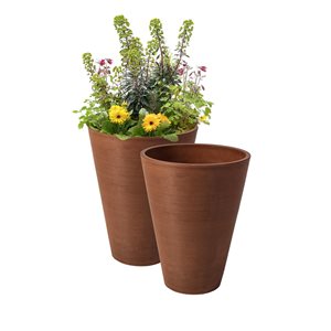 Algreen Valencia 10-in W x 16.5-in H Terracotta Mixed/Composite Self Watering Planters - 2-Pack