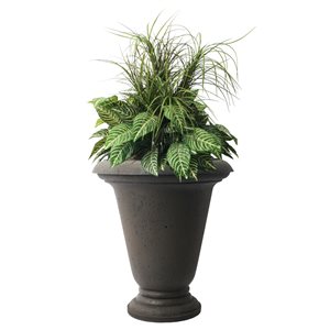 Jardinière auto-irrigante Crete par Algreen de 11 po l. x 25 po h. en plastique brun