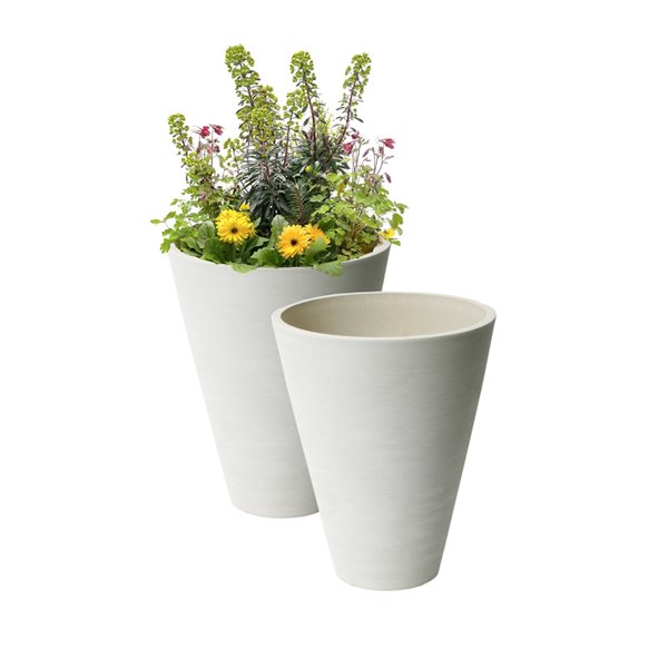 Algreen Valencia 11.4-in W x 14-in H White Mixed/Composite Self Watering Planters - 2-Pack