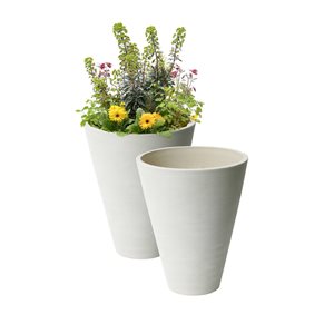 Algreen Valencia 11.4-in W x 14-in H White Mixed/Composite Self Watering Planters - 2-Pack