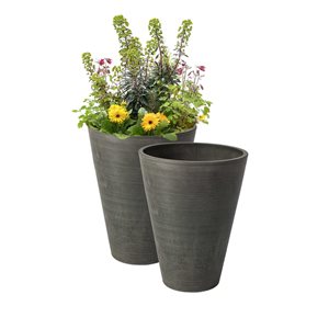 Algreen Valencia 10-in W x 13-in H Charcoal Grey Mixed/Composite Self Watering Planters - 2-Pack