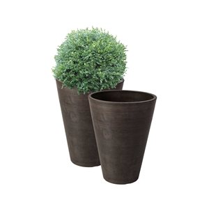 Algreen Valencia 10-in W x 13-in H Chocolate Brown Mixed/Composite Self Watering Planters - 2-Pack