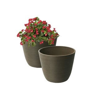 Ens. de jardinières Valencia par Algreen de 14 po l. x 11 po h. en composite brun chocolat, pqt de 2