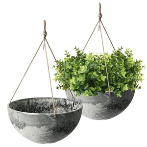 Algreen Acerra 14-in W x 7-in H Grey Marble Mixed/Composite Hanging Baskets - 2-Pack