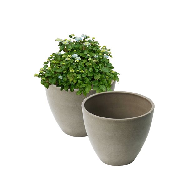 Algreen Valencia 10-in W x 8.3-in H Taupe Mixed/Composite Planters - 2-Pack