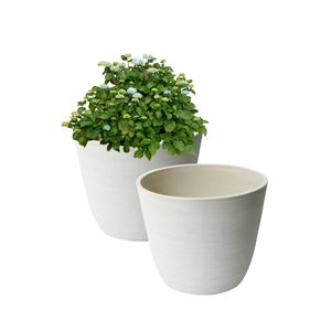 Algreen Valencia 14-in W x 11-in H White Mixed/Composite Planters - 2-Pack