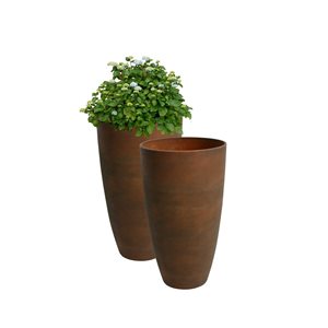 Algreen Acerra 11.5-in W x 20-in H Rust Mixed/Composite Planters - 2-Pack
