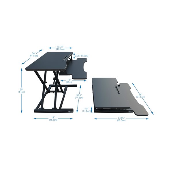 Algreen Elevate 36-in Black Transitional Standing Desktop