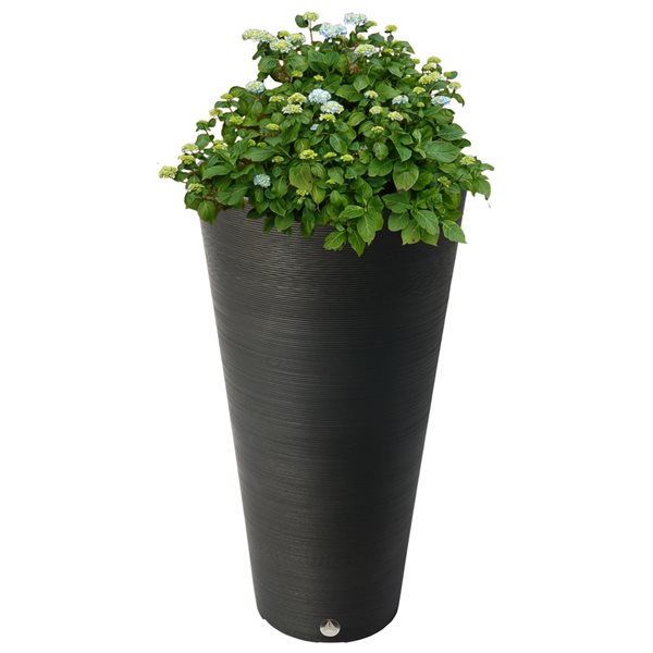 Algreen Valencia 15-in W x 28-in H Black Mixed/Composite Self Watering Planter