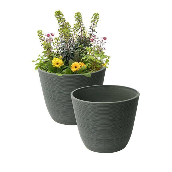 Algreen Valencia 14-in W x 11-in H Charcoal Grey Mixed/Composite Planters - 2-Pack