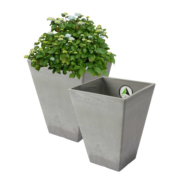 Algreen Valencia 11.5-in W x 14-in H Concrete Grey Mixed/Composite Planters - 2-Pack