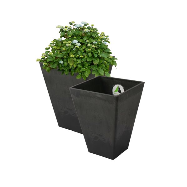 Algreen Valencia 10-in W x 13-in H Black Mixed/Composite Self Watering Planters - 2-Pack