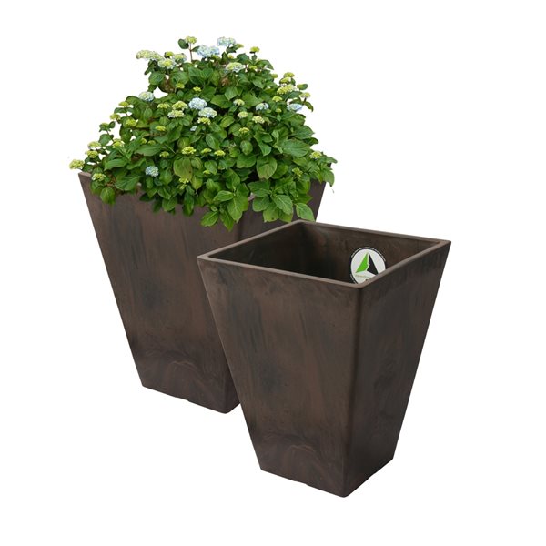 Algreen Valencia 11.5-in W x 14-in H Brown Marble Mixed/Composite Planters - 2-Pack