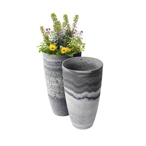 Algreen Acerra 11.5-in W x 28-in H Grey Marble Mixed/Composite Planters - 2-Pack