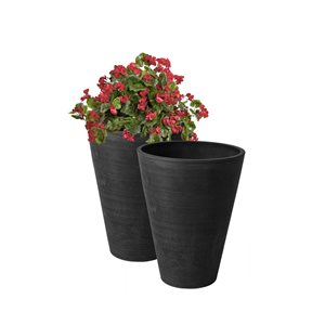 Algreen Valencia Black 10-in W x 13-in H Mixed/Composite Self Watering Planters - 2-Pack