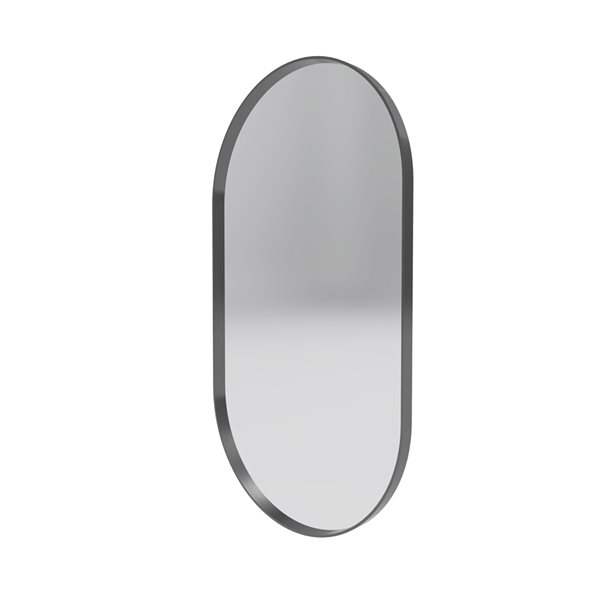 Reln 20-in Gunmetal Grey Oval Bathroom Mirror MIOVL900GMG | RONA