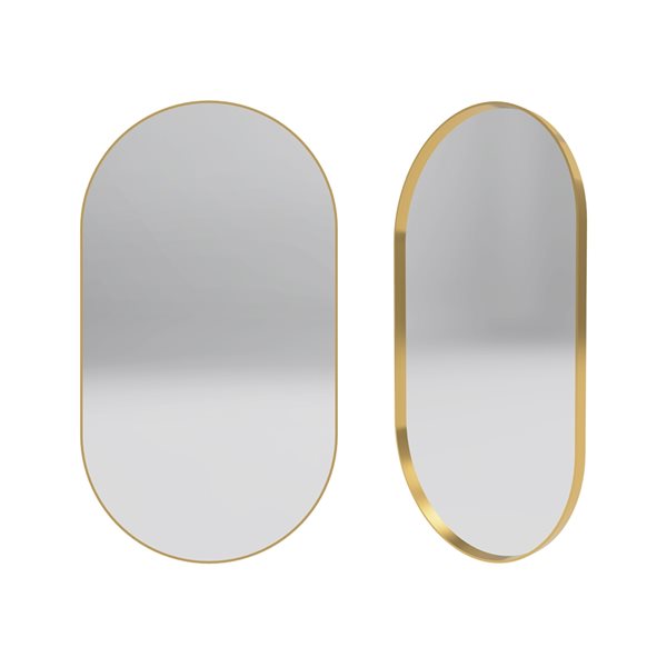 Reln 20in Brushed Gold Oval Bathroom Mirror MIOVL900BRG RONA