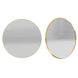 Reln 32-in Brushed Gold Round Bathroom Mirror