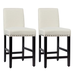 Costway Beige Tall (36-in and Up) Upholstered Bar Stools - 2-Pack