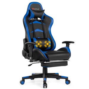 Costway Contemporary Blue Ergonomic Adjustable Height Swivel Headrest Chair