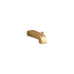 KOHLER Pitch 6-in Brushed Brass Wall Mount Bathtub Spout with Diverter