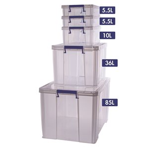 Bankers Box Clear Plastic Storage Boxes - Set of 5