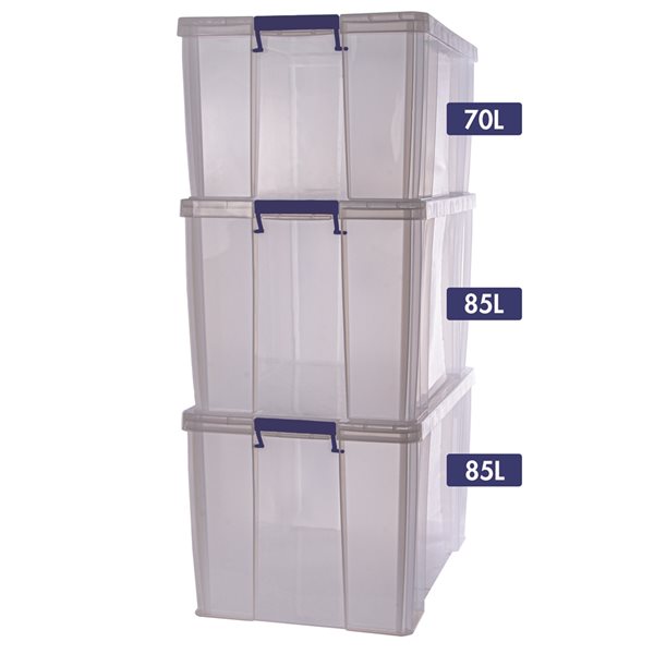 Bankers Box 70-L and 85-L Clear Plastic Storage Boxes - Set of 3