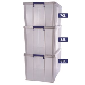 Bankers Box 70-L and 85-L Clear Plastic Storage Boxes - Set of 3