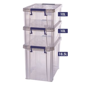 Bankers Box 10-L and 18.5-L Clear Plastic Storage Boxes - Set of 3