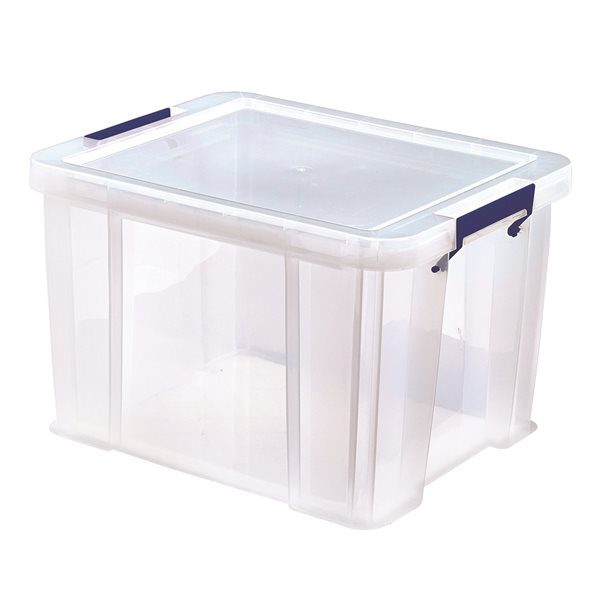 Boîte de rangement Bankers Box de 36 L en plastique transparent