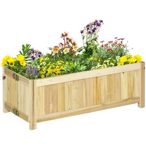 Outsunny 27.5-in W x 11.75-in L x 9.75-in H Natural Wood Raised Garden Bed