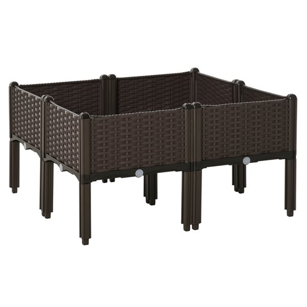 Outsunny 31.5-in W x 31.5-in L x 17.25-in H Brown Plastic Raised Garden Bed