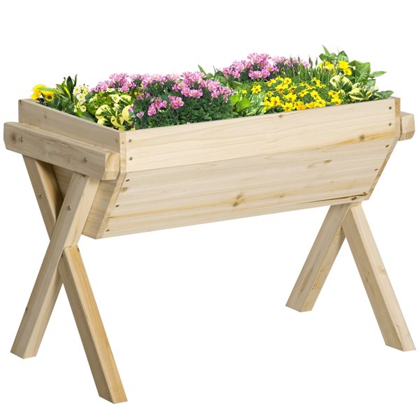 Outsunny 31.5-in W x 23.5-in H Natural Wood Raised Garden Bed
