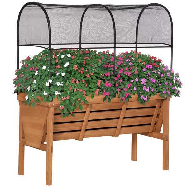 Outsunny 47.25-in W X 56.25-in H Brown/Black Wood Raised Garden Bed ...